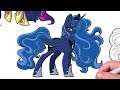 MY LITTLE PONY Coloring Pages - 4 Princesses. How to color My Little Pony. Easy Drawing Tutorial Art
