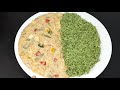 Vegetables in Paprika Sauce with Coriander Rice | Green Rice with Vegetables in Paprika Sauce