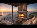 Relaxing Ocean Ambience: Soothing Calm Music With Fire Crackling Sound
