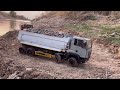 Heavily loading #gravel #semi trucks wood loaded #rccar amazing power and real sound