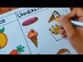 healthy and junk food drawing|healthy and unhealthy food drawing