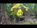 SOLO CAMPING | HEAVY RAIN CAMPING | YELLOW COLOR PLASTIC BAMBOO SHELTER | ASMR● (@razinvc_camping)