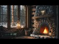 Winter Ambience in a Cozy Cabin| Crackling Fireplace and Blizzard Sounds