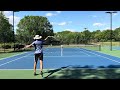 Tennis practice with forehand and backhand hitting. 6/7/24. Goal was to hit deep shots.