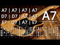 Texas Blues Jamtrack in A Mixolydian 126bpm with Chords & Scales; 12-Bar Blues Shuffle Backing Track