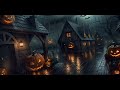 Medieval Haunted Village Haloween Ambience with Relaxing Heavy Rain, Night Spooky Sound