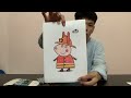 Instructions for coloring a picture of a cartoon character of a pig as a firefighter