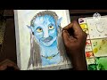 Watercolor painting Neytiri an Avatar character | #watercolorpainting #avatar