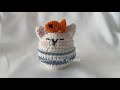 Crochet storage basket Lidded cat rice-style