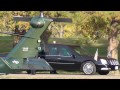Obama landing in helicopter at Ohio University.