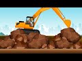 Wheeled Excavator and Cyclop  Loader and Fallen Tree on the Street | Construction Vehicles