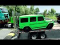 Double Flatbed Trailer Truck vs Speedbumps Train vs Cars  Tractor vs Train Beamng Drive 01