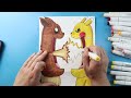 How to Draw Pikachu vs Eevee Folding Surprise