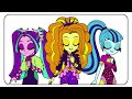 Coloring Pages EQUESTRIA GIRLS - Dazzlings / How to color My Little Pony. Drawing Tutorial Art. MLP