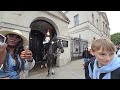 King's Horse, the Famous Ormonde, Is Back; Strikes Tourist Who Runs Away from Horse Guards in London