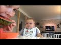 Baby laughs to tears when mommy eats watermelon. VERY FUNNY