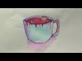 Sketch With Me Outside On My Roof | Painting a Creepy Pastel Tea Cup ( With watercolors ) Real Time