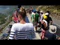 Walking through crowds at the Tour de France