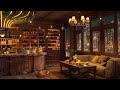 Cozy Coffee Shop Bookstore at Rainy Night Street - Relaxing Jazz Instrumental For Work, Study