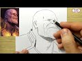 VERY EASY , How to draw thanos from avengers endgame / learn drawing academy