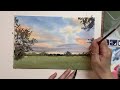 풍경 수채화, 잔잔한 일몰/Sunset Landscape Watercolor