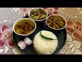 Veg Thali with Rice bitter gourd dal and fries | A whole veg meal thali recipe