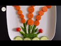 2 Beautiful Salad Decoration With Cucumber and Carrot / Salad Carving Garnish / Easy Vegetables Art