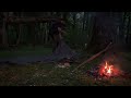 camping Alone in Dark Forest, bushcraft tarp shelter,Making A wooden spoon
