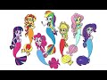 Coloring Pages EQUESTRIA GIRLS - Mermaids | How to color My Little Pony. Easy Drawing Tutorial Art
