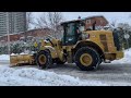 Residential Plowing with a Cat loader 950M and wing plow