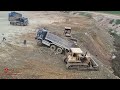 Incredible Dump Truck Back Unloading Stuck Deep Heavy Recovery Bulldozer Komatsu Extreme Helping