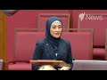 Fatima Payman delivers first speech in parliament by someone wearing a hijab | SBS News