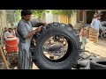 Old Tractor TIRE patchwork & Retreading in 23 Minutes || Old Tractor TIRE patchwork & Retreading