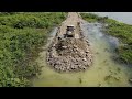 The Best Powerful Machinery Truck Extreme Dumping Dirt Rock with Shantui DH17 C2 Dozer Pushing