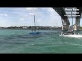 Several Trimaran Sailboats In St Clair River To Lake Huron