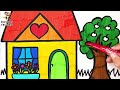 Dibuja y Colorea Una Hermosa Casa Con Jardín 🏡🍎💛🌈 Dibujos Para Niños