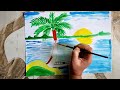 How to draw scenery of River side Village. Step by step (easy draw)
