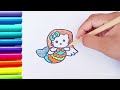 how to draw easy and simple mermaid hello Kitty drawing and colouring for kids