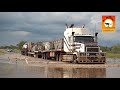 Extreme Trucker #2 - HUGE Road trains trucks crossing flooded river in the Australian outback