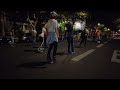 Roller blading in Paris at night