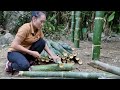 Build a house on the river bank using bamboo