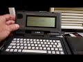 Technoid Demos Tandy TPDD2 disk drive with Atari Portfolio MSDOS computer used in  Terminator 2 film