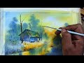 Evening Village Scenery Watercolor Painting | Watercolor Tutorial for Beginners #WatercolorTutorial