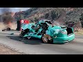 Cars vs 100 Speed Bumps, Giant Pit Bulge & Log Trap ▶️ BeamNG Drive