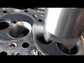 O ring grooving of cast iron tractorpull cylinderhead.