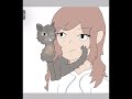 Drawing girl and cat on ibisPaint X