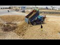 New project! Technique Bulldozer Mitsubishi BD2F Push Fill the soil And Dump Trucks Land transport