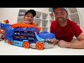 Father & Son GET BIGGEST CAR GARAGE EVER! ( Hot Wheels Let's Race)
