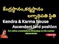 Kendra,Karma house & ascendent lord position