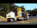 🚛. Piacentini & Son Kenworth T90h's With block truck as push helper, hauling  Komatsu  excavator